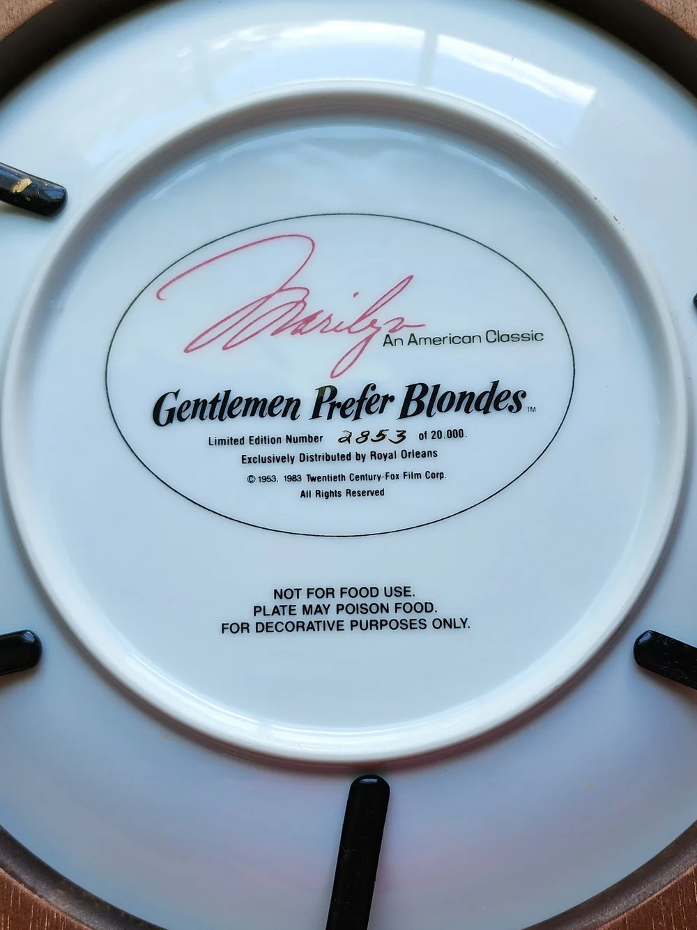 Marilyn Monroe Collectable Framed Plate
